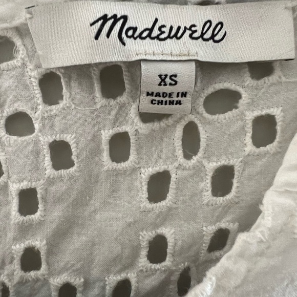 Madewell white eyelet short sleeve top size xs - Picture 2 of 3